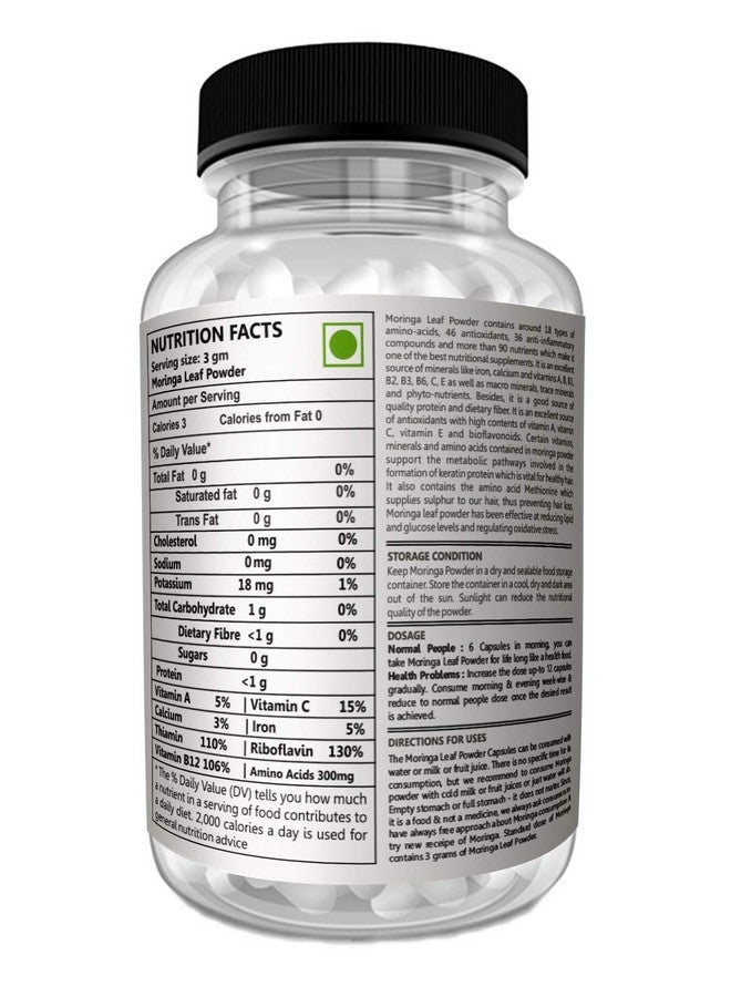Heilen Biopharm Heilen Biopharm Moringa Leaf Powder Capsules For Health Improvement - 500 mg x 180 Per Bottle Pack of 1  - Image 3