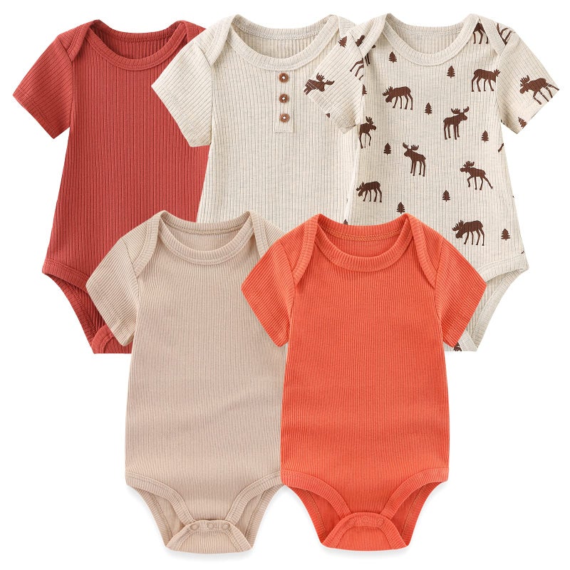 MAMIMAKA Baby Short Sleeve Bodysuit Cotton Baby Clothes Red One-Piece Vest,3-6 Months - Image 1