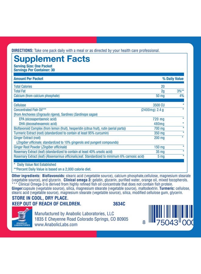 Anabolic Laboratories DeFlame Nutrition Pack Supplement - 30 Daily Multivitamin Packs - Omega 3 Fish Oil with EPA and DHA, Rosemary, Bioflavonoids, Ginger, Curcumin Turmeric Supplement - Image 5