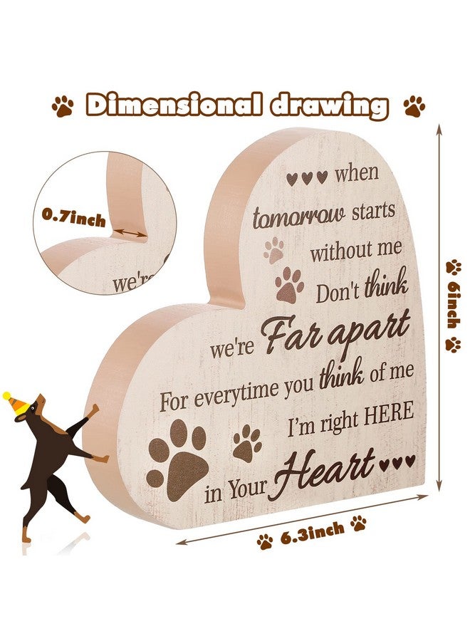 مايتيز هدايا تذكارية للحيوانات الأليفة، هدايا تذكارية لفقدان كلب أو قطة، هدايا تعازي، لافتة خشبية على شكل قلب مكتوب عليها "عندما يبدأ الغد بدوني"، لوحة خشبية لديكور الطاولة والمكتب (كاكي) - Image 2