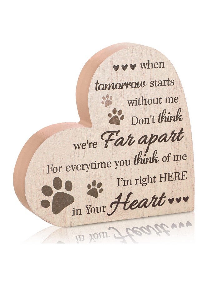 مايتيز هدايا تذكارية للحيوانات الأليفة، هدايا تذكارية لفقدان كلب أو قطة، هدايا تعازي، لافتة خشبية على شكل قلب مكتوب عليها "عندما يبدأ الغد بدوني"، لوحة خشبية لديكور الطاولة والمكتب (كاكي) - Image 1