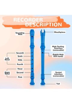 Excefore Soprano Descant Recorder, German Style 8 Hole Music Instrument with Cleaning Rod and Storage Bag for Kids Beginner (Blue)  - Image 3