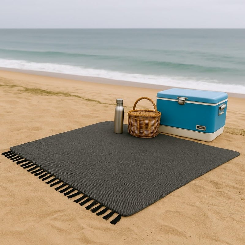 Open Road Goods Handmade Solid Color Yoga Blanket - Thick Mexican Blanket or Throw - Made for Yoga! (Charcoal Blanket) - Image 3