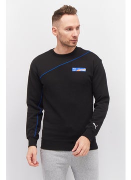 PUMA Men Sportswear Fit Crew Neck Long Sleeve Brand Logo Sweatshirt, Black  - Image 1