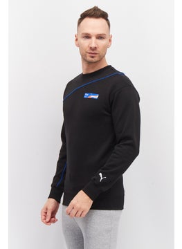 PUMA Men Sportswear Fit Crew Neck Long Sleeve Brand Logo Sweatshirt, Black  - Image 3
