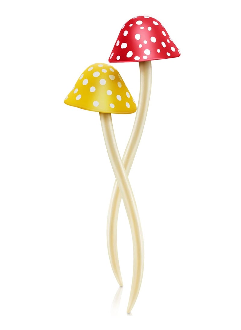 Taiyin Taiyin 2 Pcs 2 Pcs Mushroom Hair Accessories Hair Sticks for Buns Mushroom Hair Clip RedYellow 