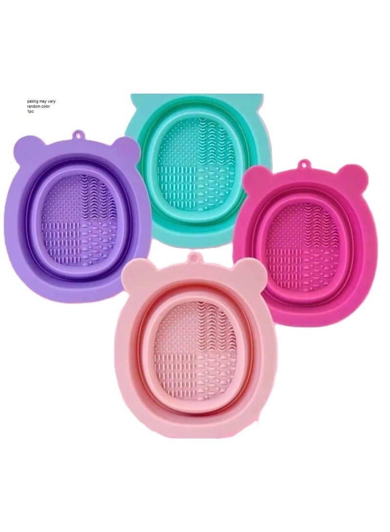 طبق سيليكون لتنظيف فرش المكياج قطعه قابل للطي لون عشوائي قطعه واحده - Image 2