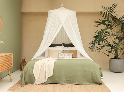 UB-STORE 100% Cotton Bed Canopy for Queen & King Size Bed | Handmade Luxury Mosquito Net Bedroom Curtains | Decorative Conical Shape Netting for Home with 2 Openings - Image 2