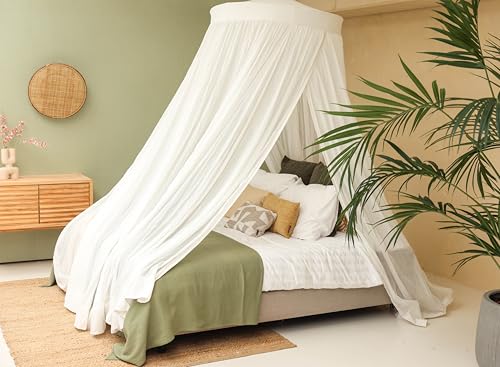 UB-STORE 100% Cotton Bed Canopy for Queen & King Size Bed | Handmade Luxury Mosquito Net Bedroom Curtains | Decorative Conical Shape Netting for Home with 2 Openings - Image 3