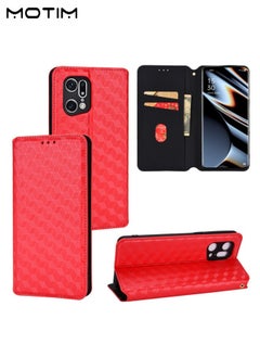 موتيم غطاء هاتف Oppo Find X5/X5 Pro، غطاء محفظة جلدي قابل للطي مع حامل للبطاقات مزود بفتحات لحمل البطاقات وجيب للمال، غطاء مقاوم للخدش ومقاوم للصدمات  - Image 1