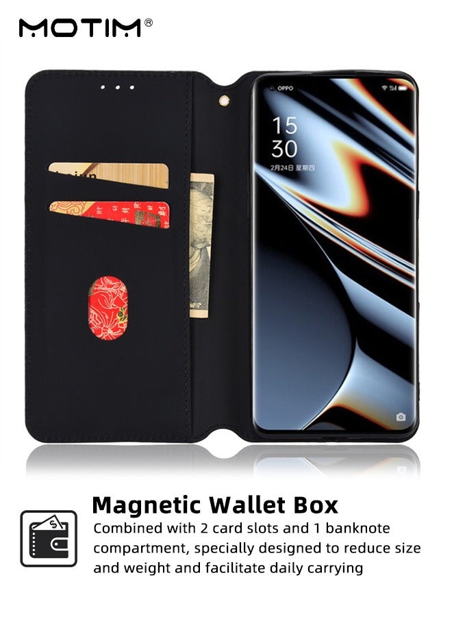 Motim Oppo Find X5/X5 Pro Phone Case Cover, Flip Leather Wallet Case with Kickstand Card Slots Holder Money Pocket, Scratch-resistant Shockproof Cover  - Image 2