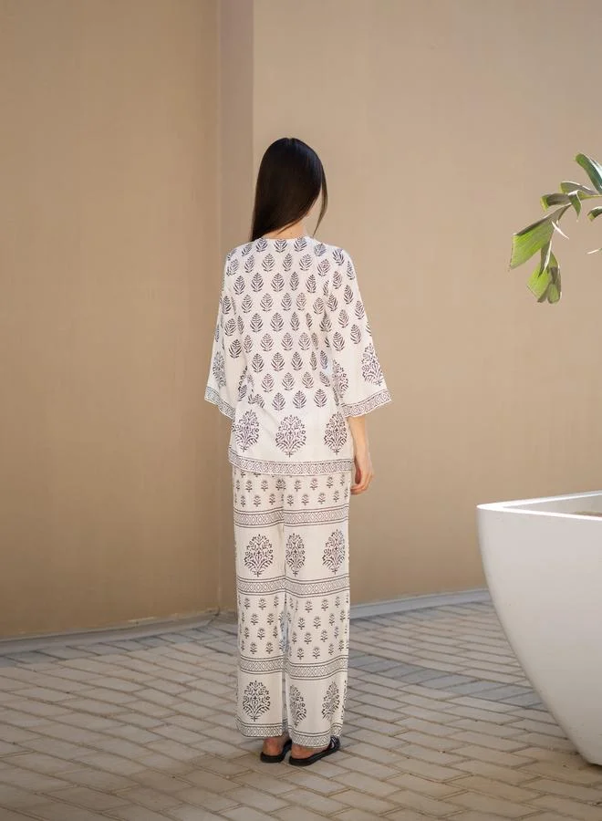 sanskrutihomes Sanskrutihomes Ethnic Motifs Printed  -Neck Top and Pants Co-Ords