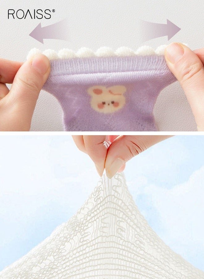 رويس مجموعة من 5 أزواج من الجوارب الشبكية، جوارب قصيرة للبنات بنقوش جميلة، جوارب قصيرة مريحة للبنات، جوارب قصيرة للبنات، سهلة التنسيق مع الملابس - Image 4