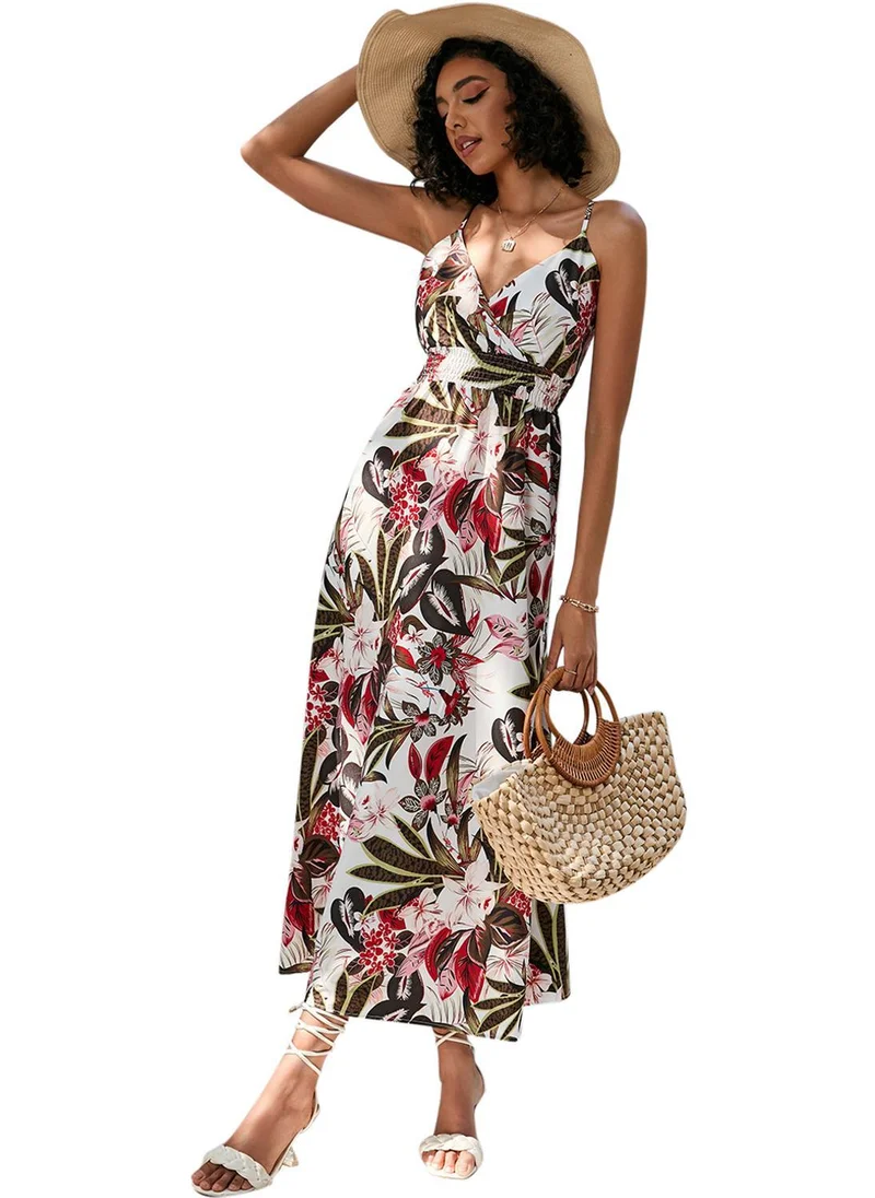 YUNIQEE White Floral Print Fit & Flare Dress