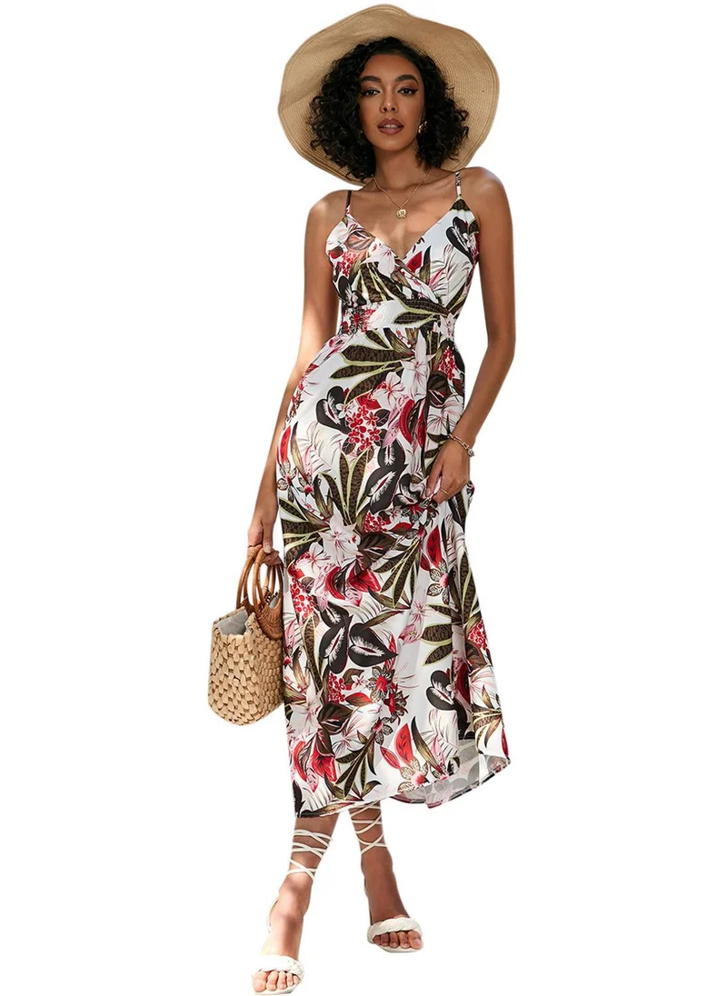 YUNIQEE White Floral Print Fit & Flare Dress