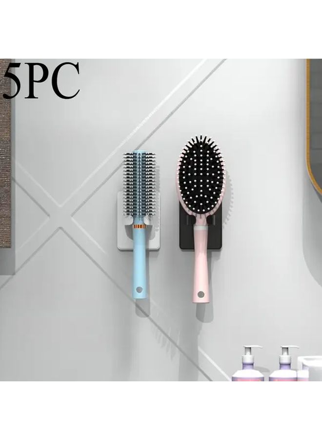 Black Wall Mounted Hairbrush Holder No Drilling Adjustable Air Cushion Rack 5pcs - Image 1