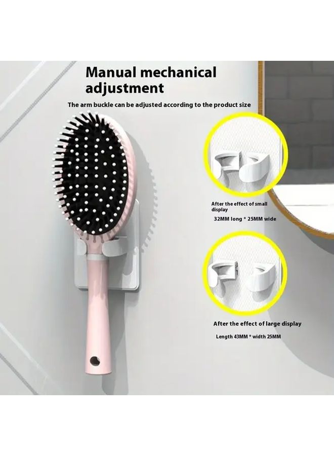 Black Wall Mounted Hairbrush Holder No Drilling Adjustable Air Cushion Rack 5pcs - Image 4