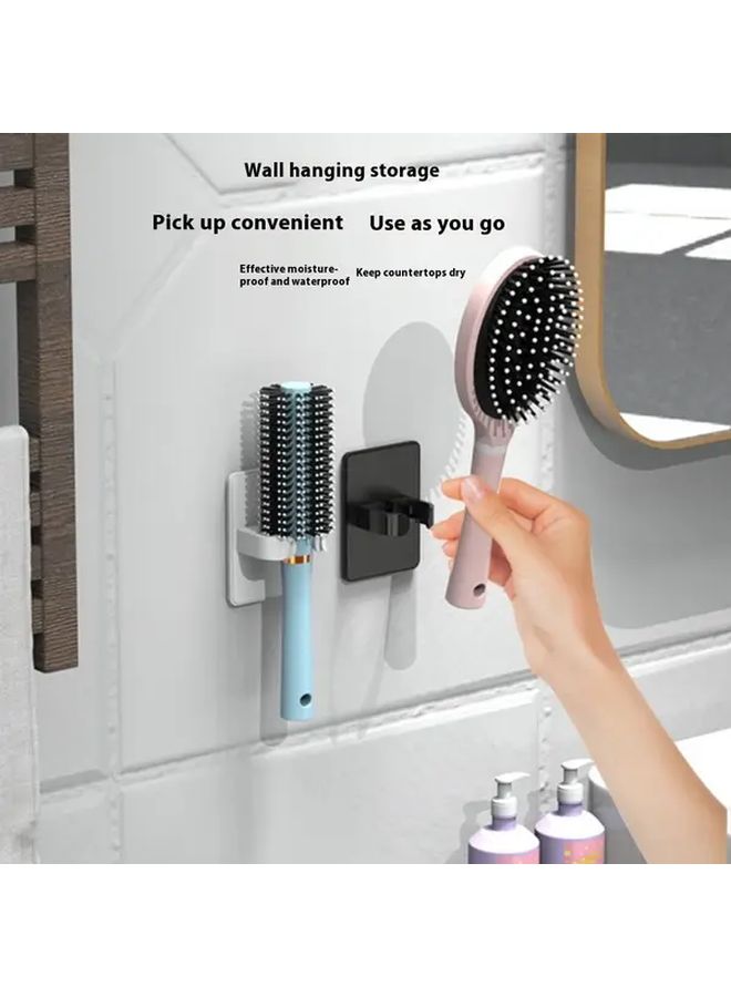 Black Wall Mounted Hairbrush Holder No Drilling Adjustable Air Cushion Rack 5pcs - Image 3