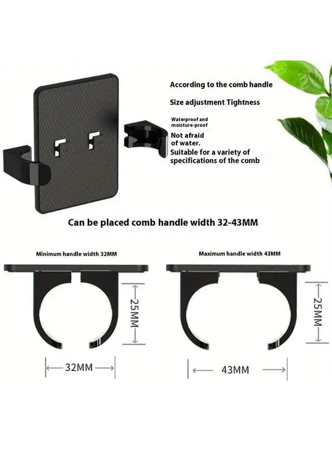 Black Wall Mounted Hairbrush Holder No Drilling Adjustable Air Cushion Rack 5pcs - Image 5