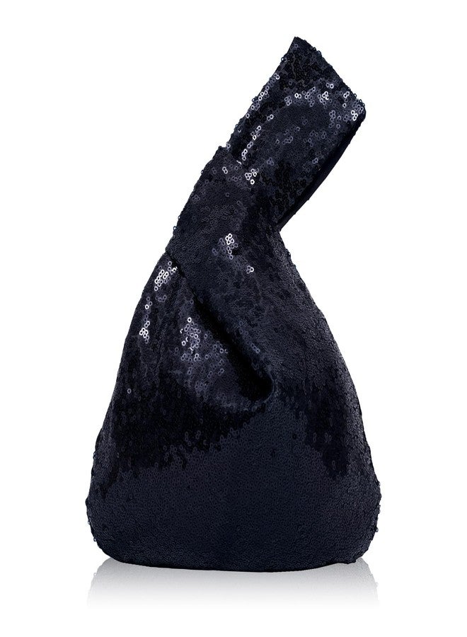 Poise3EHome Women's Black Sequin Clutch, Sparkly Evening Bag for Parties, Weddings, Prom, Bling Purse, Wristlet Handbag - Image 1