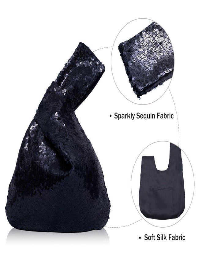 Poise3EHome Women's Black Sequin Clutch, Sparkly Evening Bag for Parties, Weddings, Prom, Bling Purse, Wristlet Handbag - Image 3