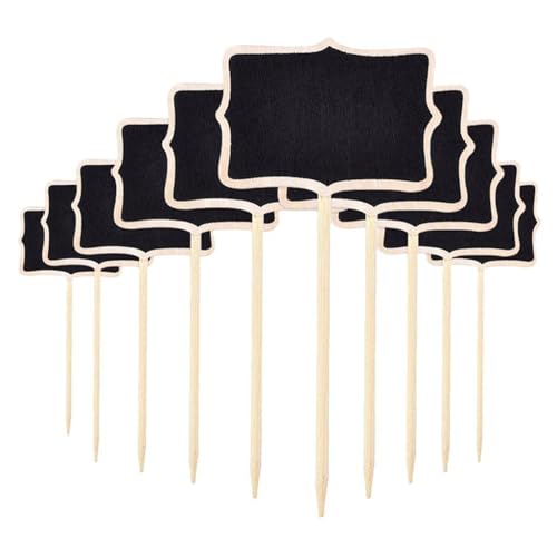 Haoser 10 Pcs Wooden Chalkboard Price Tags with Stand – 7 Inch Reusable Mini Blackboard Signs for Wedding, Plant Labels, Home & Party Decoration (6x8cm) - Image 1