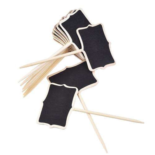 Haoser 10 Pcs Wooden Chalkboard Price Tags with Stand – 7 Inch Reusable Mini Blackboard Signs for Wedding, Plant Labels, Home & Party Decoration (6x8cm) - Image 2