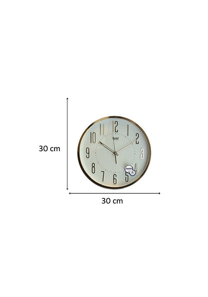 Ajanta 30.3 cm White Abstract Round Wall Clock | Silent Quartz Movement | Plastic Frame | Home & Office Décor | AA Battery Included - Image 3