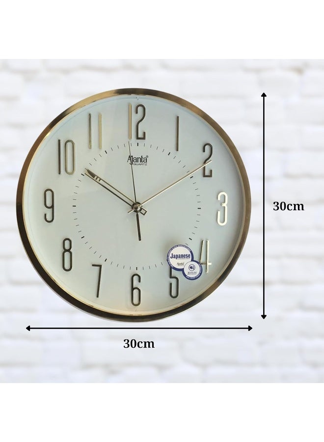 Ajanta 30.3 cm White Abstract Round Wall Clock | Silent Quartz Movement | Plastic Frame | Home & Office Décor | AA Battery Included - Image 2