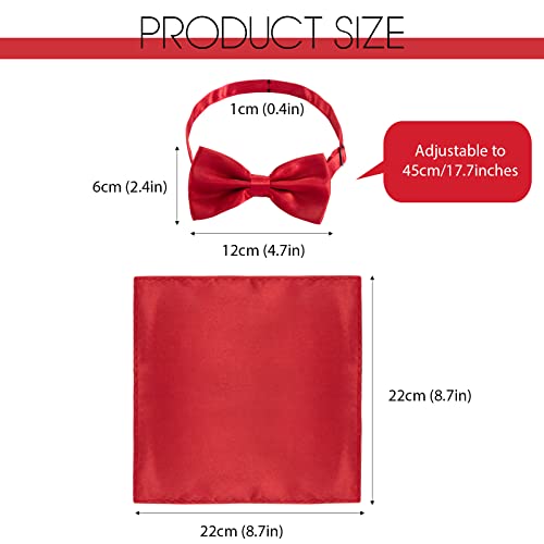 SATINIOR 24 Pcs Pre Tied Bow and Tie Pocket Square Set 12 Solid Color Adjustable Bowtie 12 Satin Handkerchief for Men Boys(Fresh Colors) - Image 2