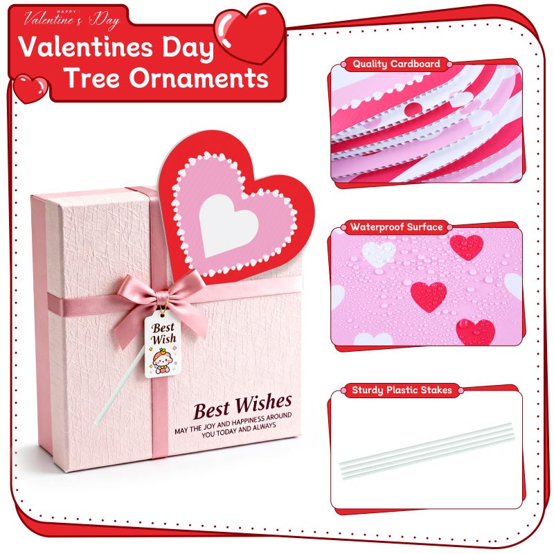 ARQRHTLY Valentineâ€™s Day Decorations Tree Ornaments, 12 Pcs Large Red Pink White Cute Candy Heart San Valentine Tree Picks Ornaments for Valentine Wedding Anniversary Home Decor - Image 4