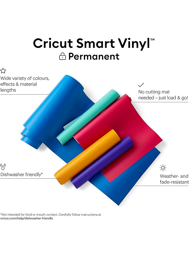 Cricut Smart Vinyl Permanent Aqua 0.9 M 3 Ft Self Adhesive Vinyl Roll For Use With Explore 3 And Maker 3 - Image 2