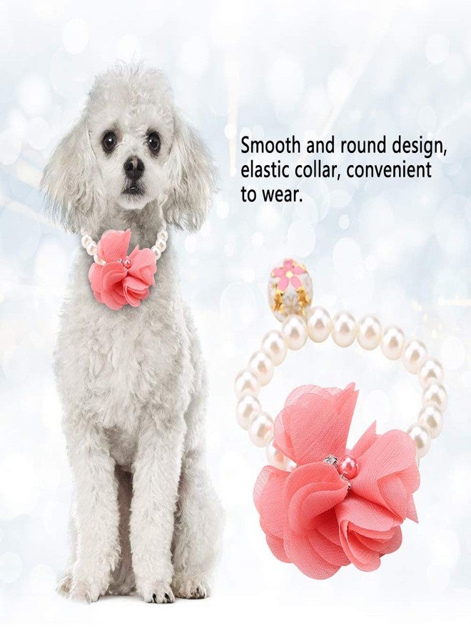 Zerodis Pet Pearl Flower Collar, Elastic Cat Collar Choker Necklace Pet Dog Cat Jewelry Necklace for Puppy Collar Jewelry Accessory() - Image 2