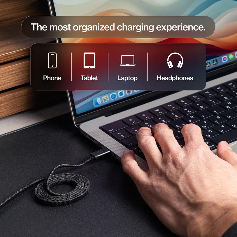 Statik MagStack Slim Pro - USB C to USB C Cable, Magnetic Anti Tangle Flat Type C Charger Fast Charging Cord, Magnetic Charging Cable, Compatible with iPhone, iPad & Android, 100W 3FT - Image 3