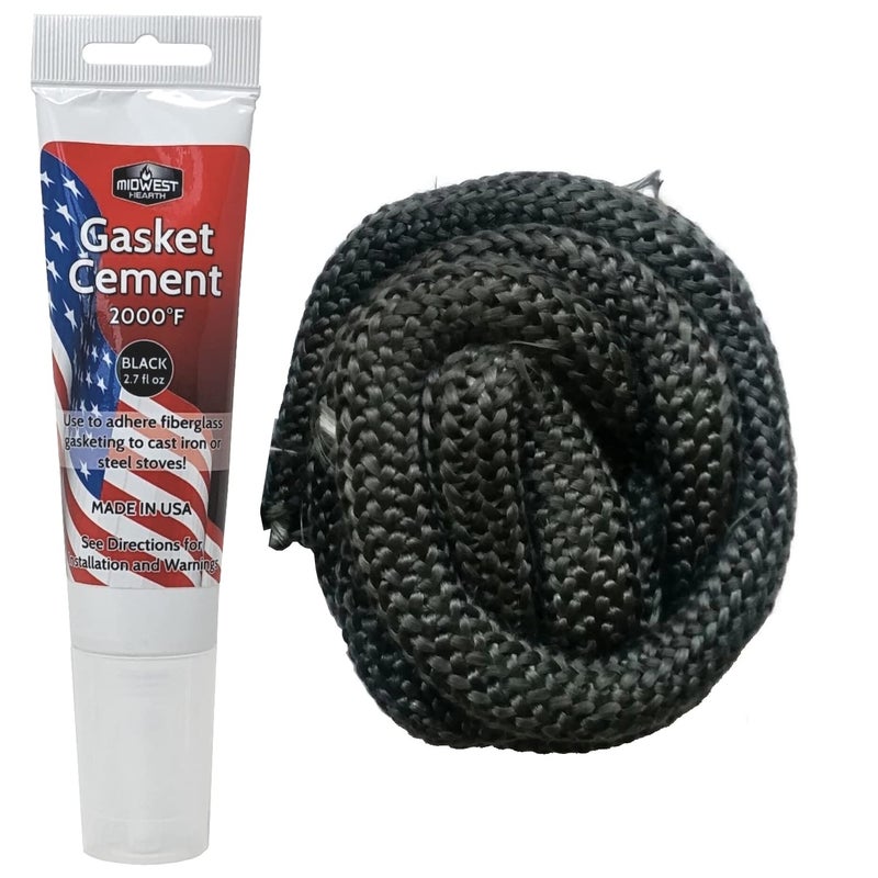 Midwest Hearth Midwest Hearth Wood Stove Replacement Gasket Kit for Woodburning Stoves  Graphite Impregnated Fiberglass Gaskets and Adhesive 58 x 84 Rope  - Image 1
