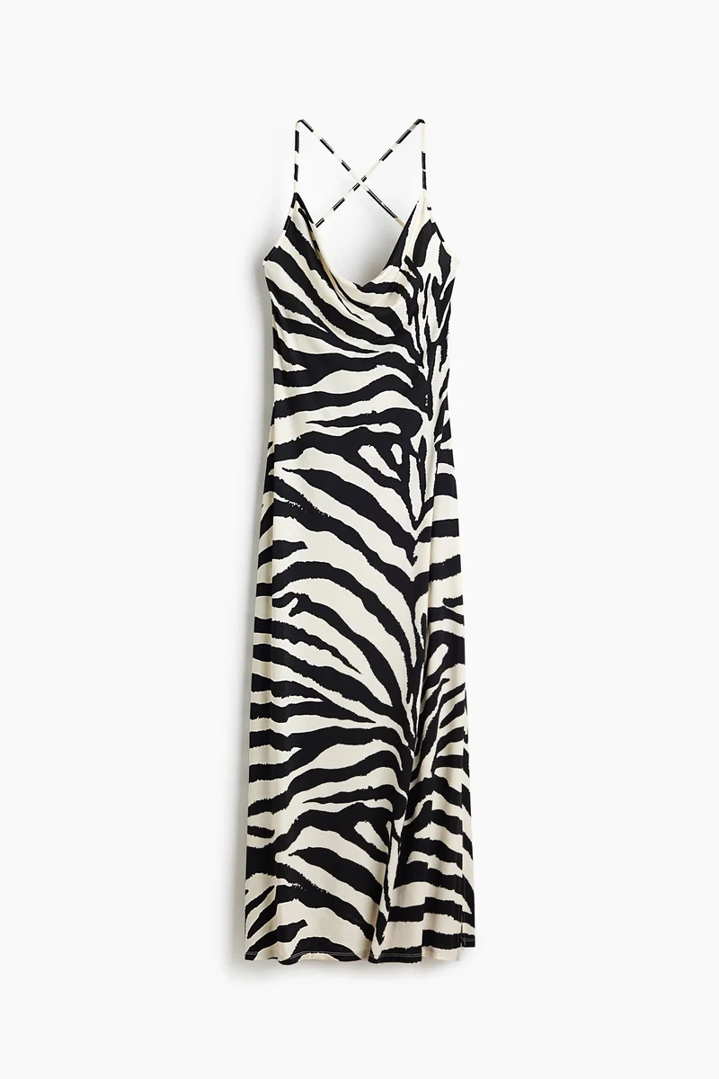 Printed cowl-neck dress
