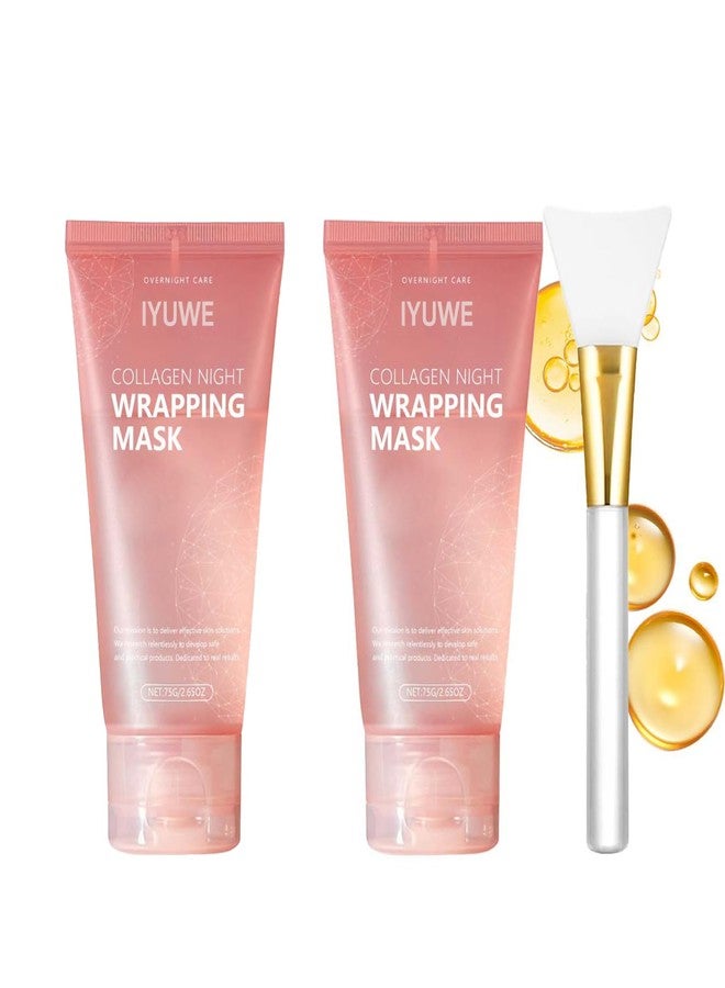 IYUWE YURI Collagen Mask, 2PCS Collagen Night Wrapping Mask, Peel Off Overnight Facial Mask, Hydrating Face Mask for Skin Care, Easy Peel Sleeping Mask for Women & Teen Girls, 2.54 fl.oz Each - Image 1