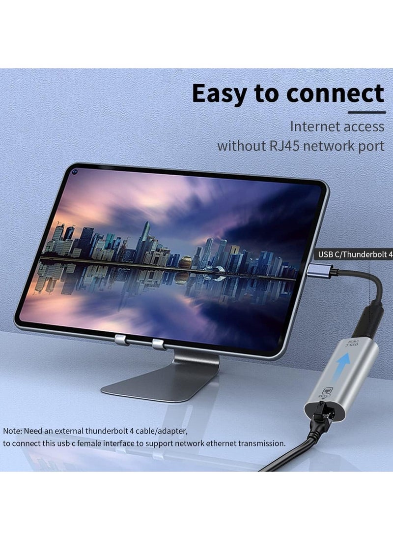 SYOSI USB C to Ethernet Adapter Gigabit RJ45 Female to USB C Female Adapter USB C to RJ45 Adapter Up to1000/100/10Mbps Ethernet LAN Network Adapter Compatible for iPad MacBook Pro 1Pack - Image 3