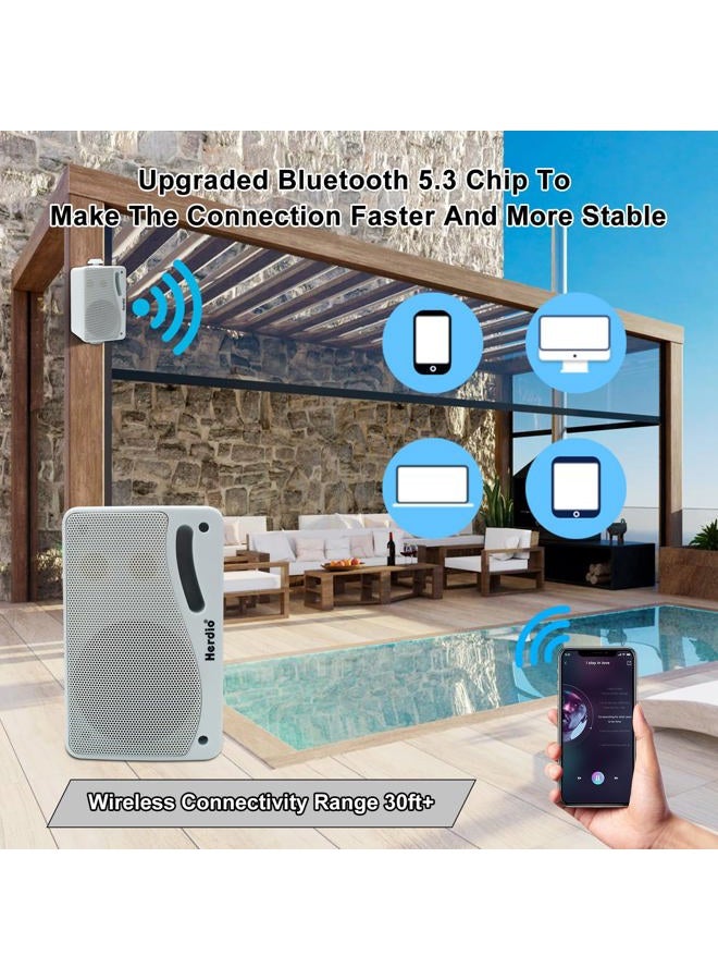 Herdio 3.5" Outdoor Bluetooth Speakers Wired Waterproof, 200W 3 Way Upgrade Premium Wall Mount Speakers, Durable Mountable Loud Sound System for Patio Indoor Deck Garage (White Pair) - Image 3