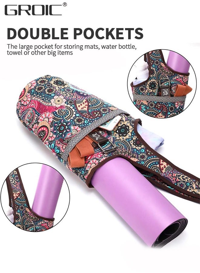 GROIC Yoga Mat Bag with Large Size Pocket，Multipurpose and Beautiful Bag,Yoga Mat Carrier Tote, Holds More Yoga Accessories  - Image 2