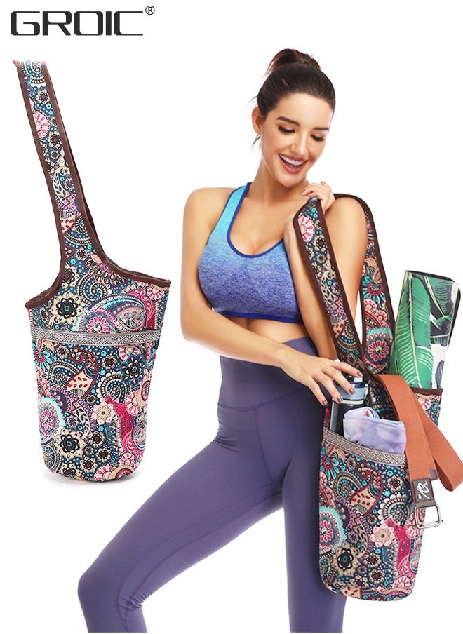 GROIC Yoga Mat Bag with Large Size Pocket，Multipurpose and Beautiful Bag,Yoga Mat Carrier Tote, Holds More Yoga Accessories  - Image 1