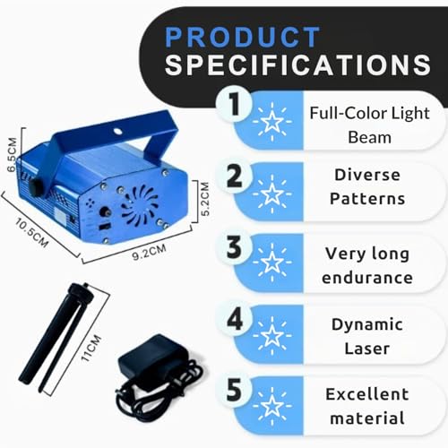One94Store Christmas Laser Light Projector | Red & Green LED Laser with 12 Designs | Moving Pattern Projector with Tripod Stand, USB Cable & Adapter | for Home, Party & Festival Decoration - Image 3