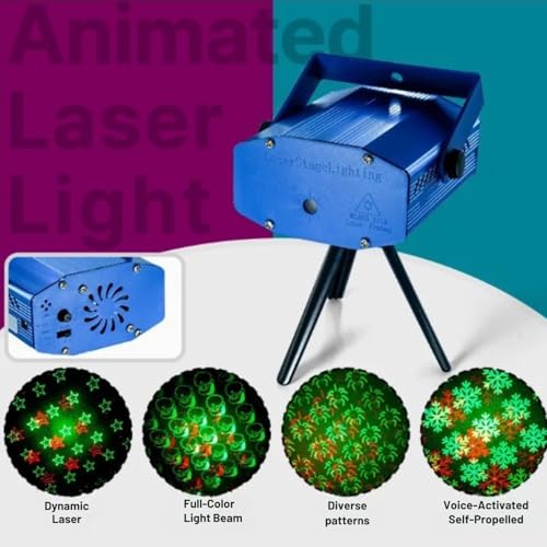 One94Store Christmas Laser Light Projector | Red & Green LED Laser with 12 Designs | Moving Pattern Projector with Tripod Stand, USB Cable & Adapter | for Home, Party & Festival Decoration - Image 5
