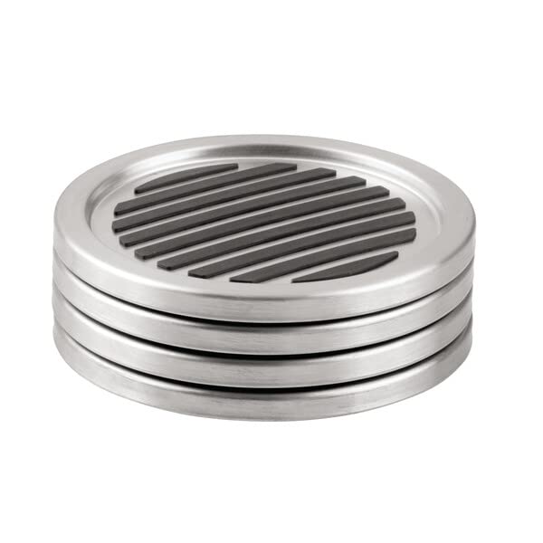 InterDesign iDesign Forma Brushed Stainless Steel Drink Coasters for Home Counters, Kitchen, Dining Room, Living Room, Patio, Coffee Table, Set of 4, Black,20550 - Image 3