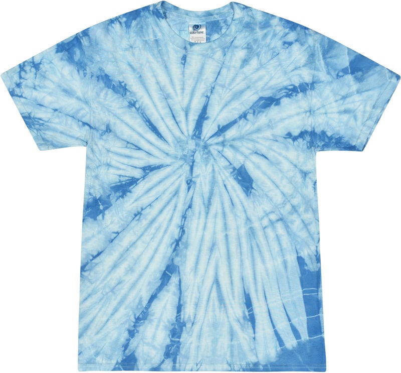 Colortone 100% Cotton Spider Tie Dye T-Shirt for Women and Men, 3X-Large, Spider Baby Blue - Image 1