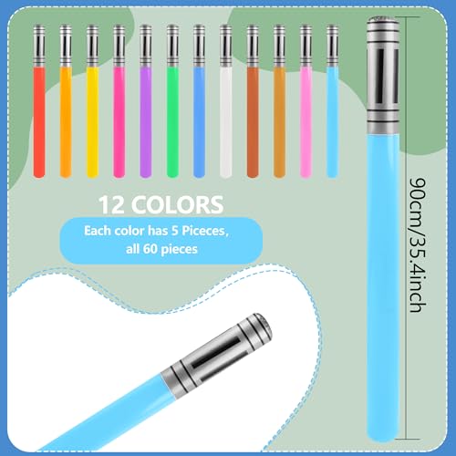 Cotiny 60 Pcs Inflatable Light Saber Sword Toys Blow up Lightsaber Stick for Kids Birthday Cosplay Pool Inflatable Theme Party Supplies, 12 Colors - Image 2