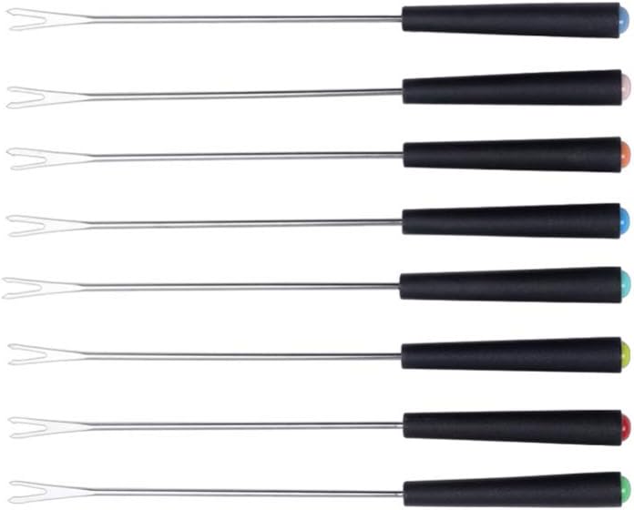 Appetizer Forks 8pcs Fondue Forks Stainless Steel Fruit Forks Barbecue Fork with Heat Resistant Handle for Chocolate Cheese Meat Marshmallows Tasting Forks - Image 1