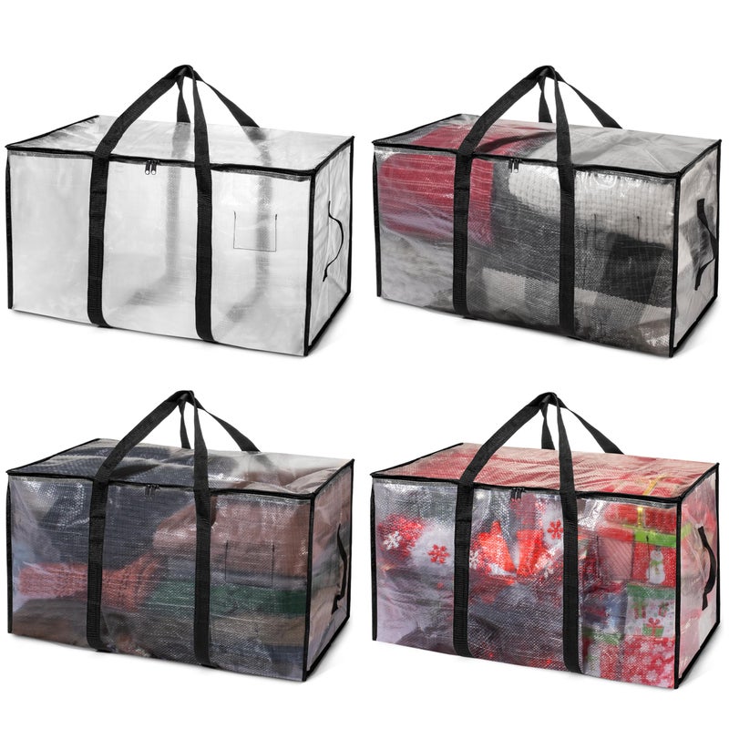 ClearSpace Oversized Moving Bags or Storage Bag Large Moving Tote with Zippers Handles Reinforced Packing Bags or Moving SUpplies Student Apartments Holiday Storage 4 Pack