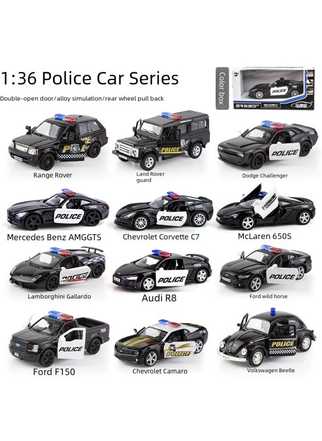 Generic 136 Scale Special Police Car Model Alloy Vehicle Simulation Car 110 Police Toy Set Realistic Detailing Diecast Metal-Color:1:36 Color Boxed-Police Dodge Challenger-Double Door Back  - Image 2