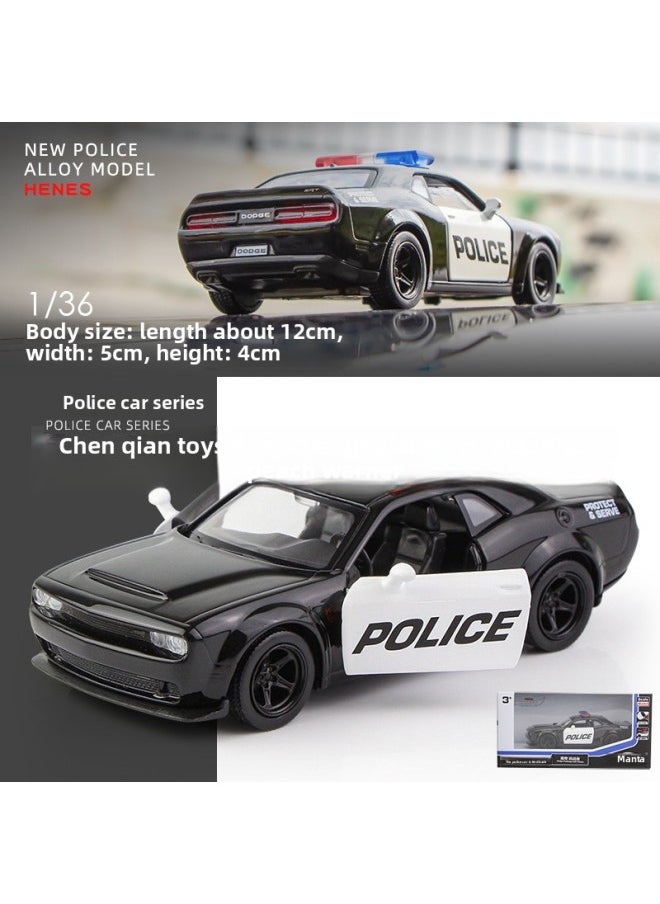 Generic 136 Scale Special Police Car Model Alloy Vehicle Simulation Car 110 Police Toy Set Realistic Detailing Diecast Metal-Color:1:36 Color Boxed-Police Dodge Challenger-Double Door Back  - Image 1